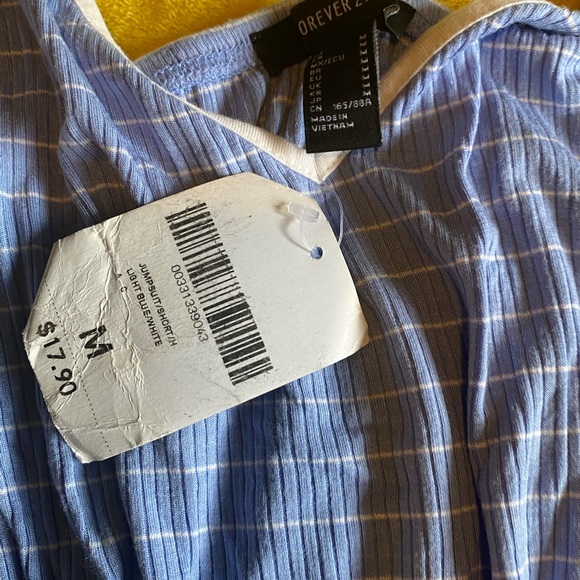 Forever 21 Blue And White Jumpsuit Short Set Size Medium brand new - Picture 5 of 8